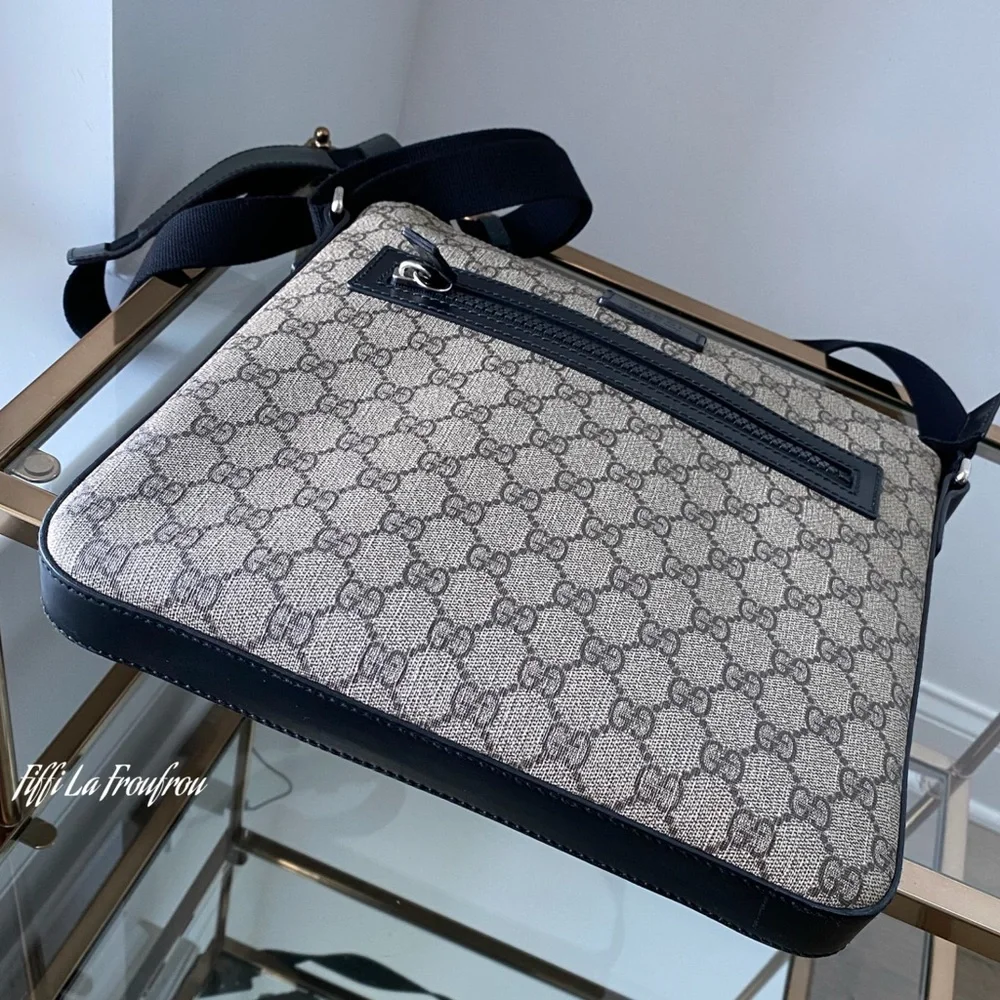 Gucci Beige and Black Signature Messenger Bag